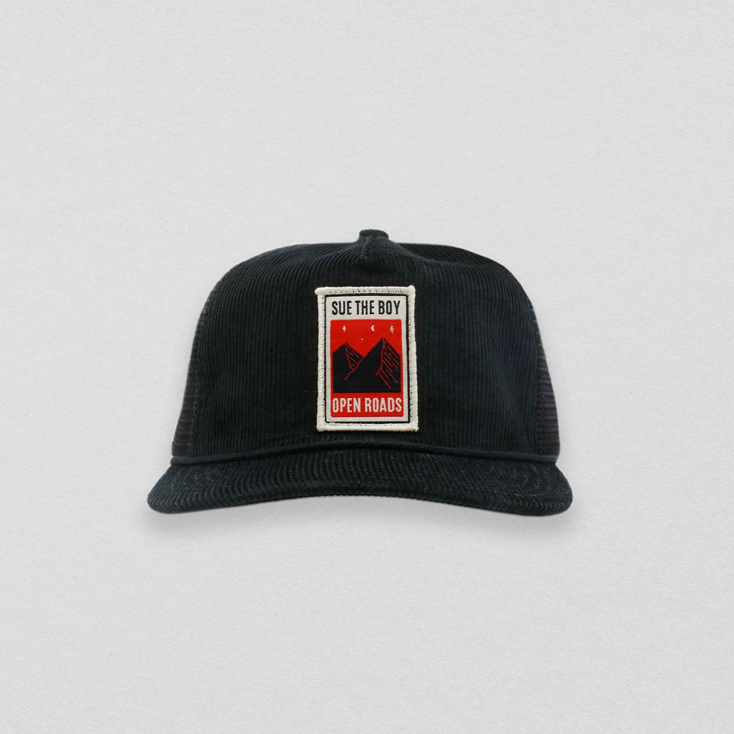 Black Corduroy 5-Panel Trucker Cap