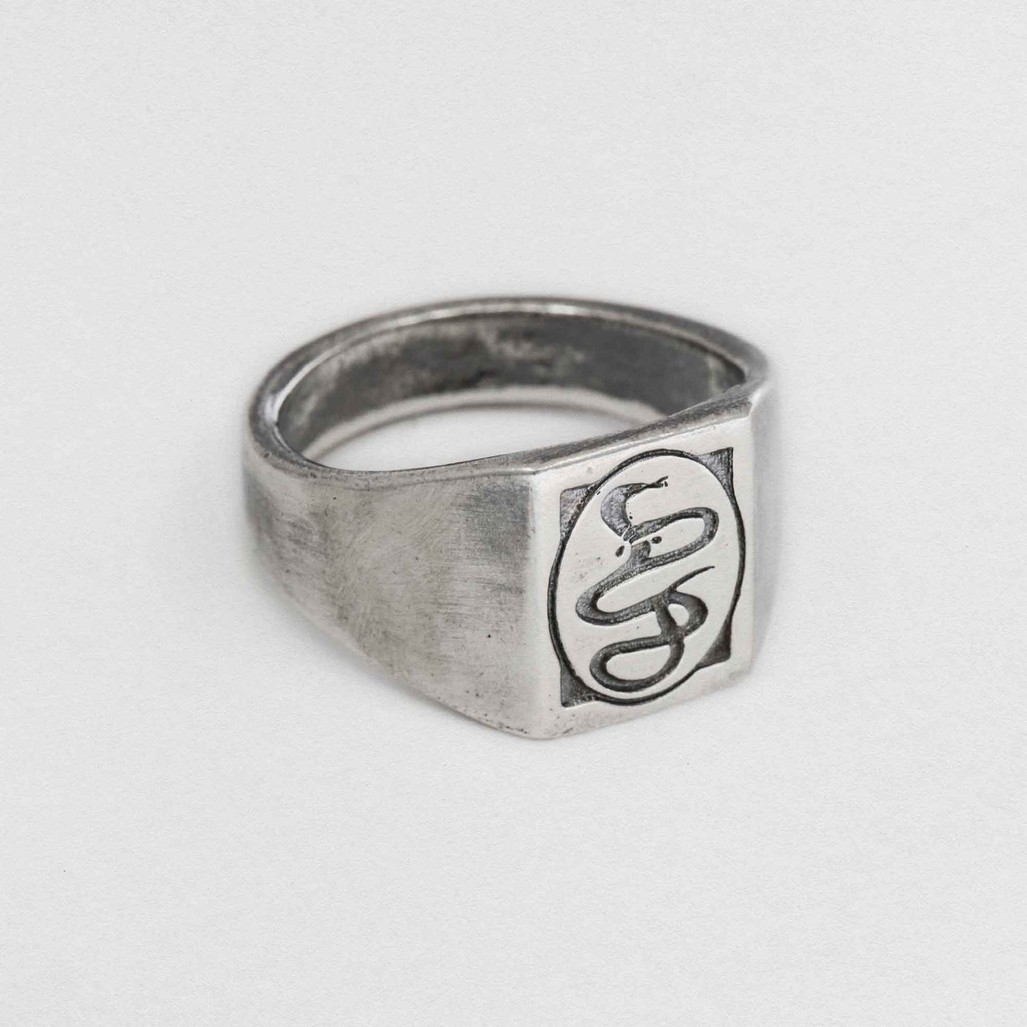 Double Headed Snake Signet Ring In 925 Sterling Silver