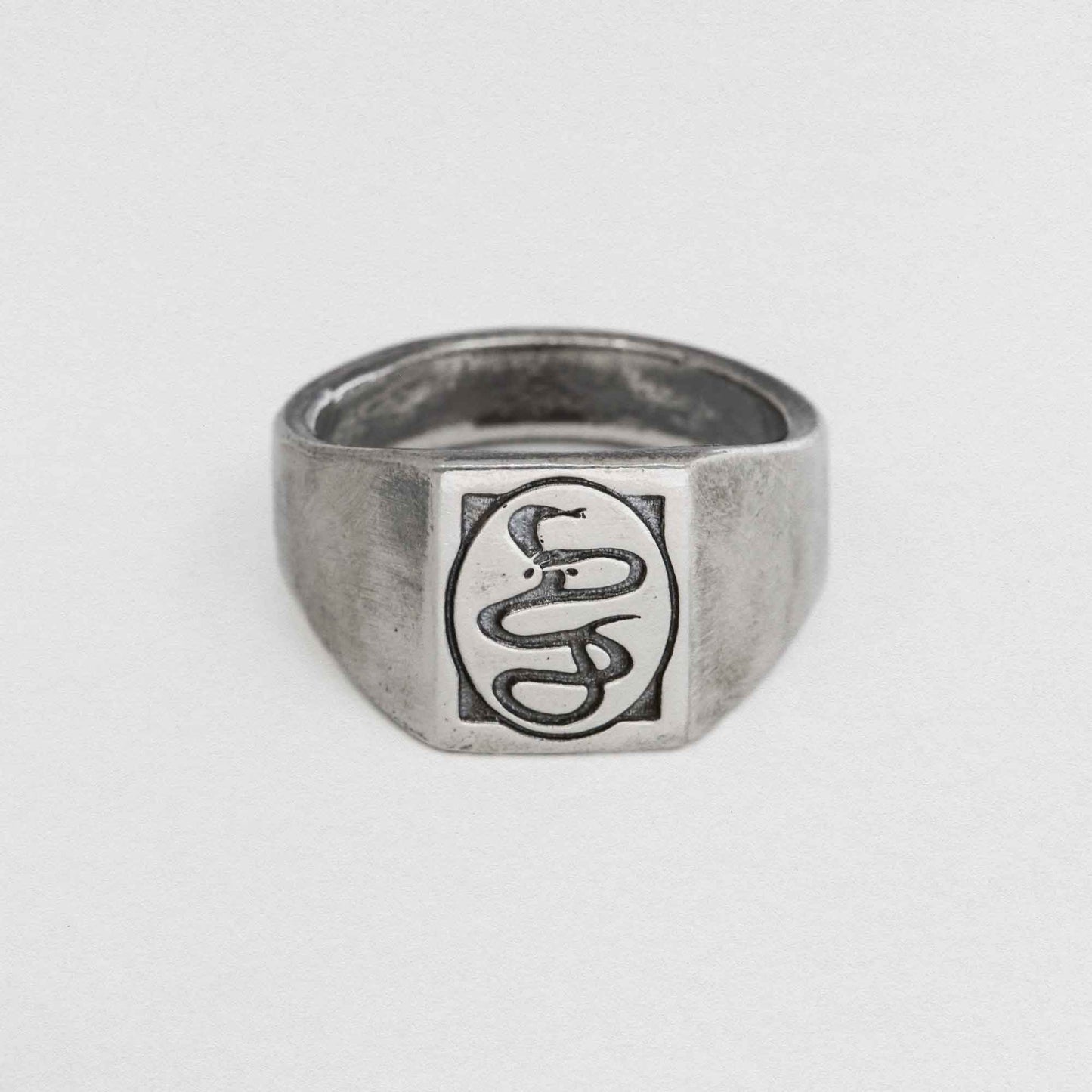 Double Headed Snake Signet Ring In 925 Sterling Silver