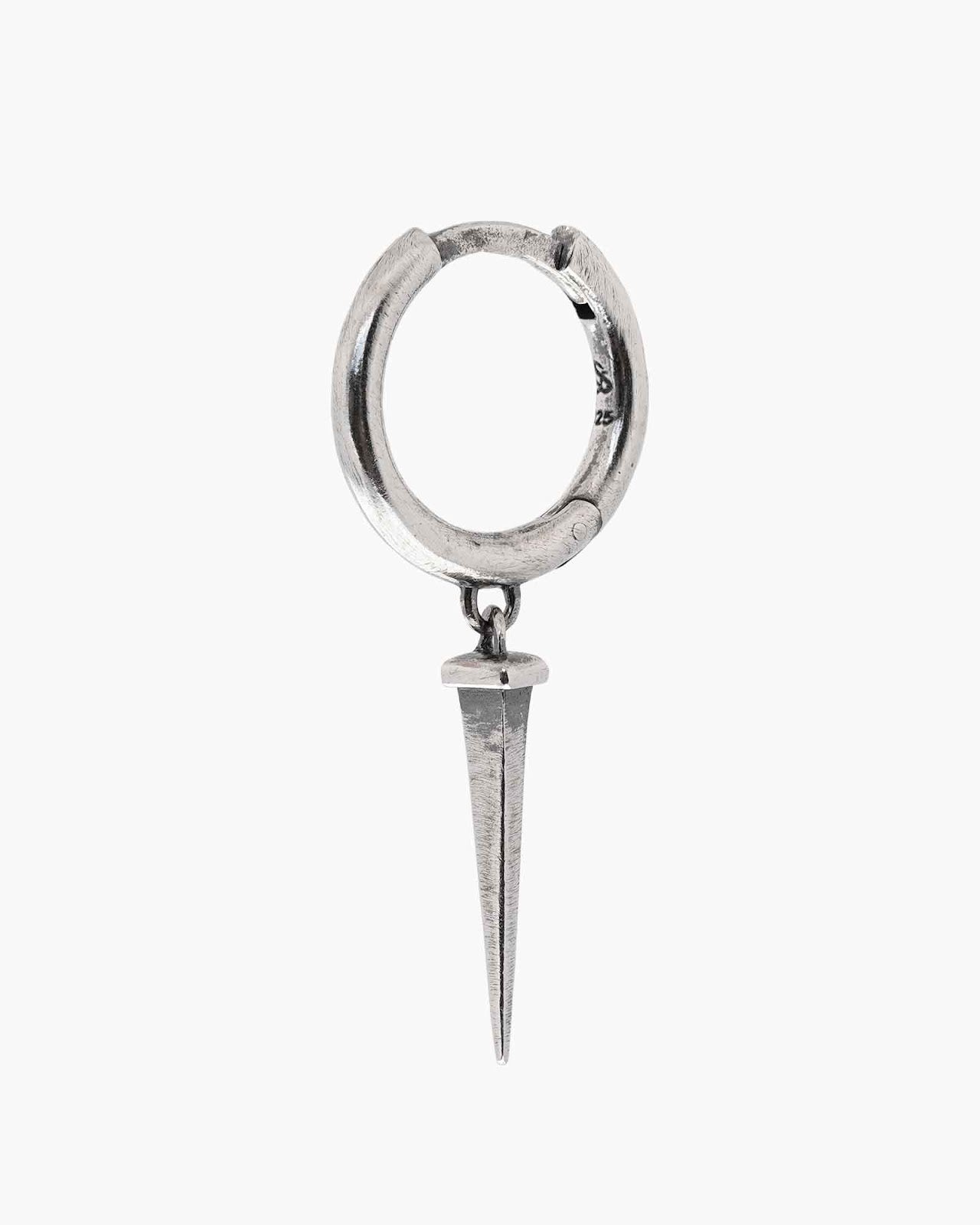 Silver nail huggie earring (single) on a white background