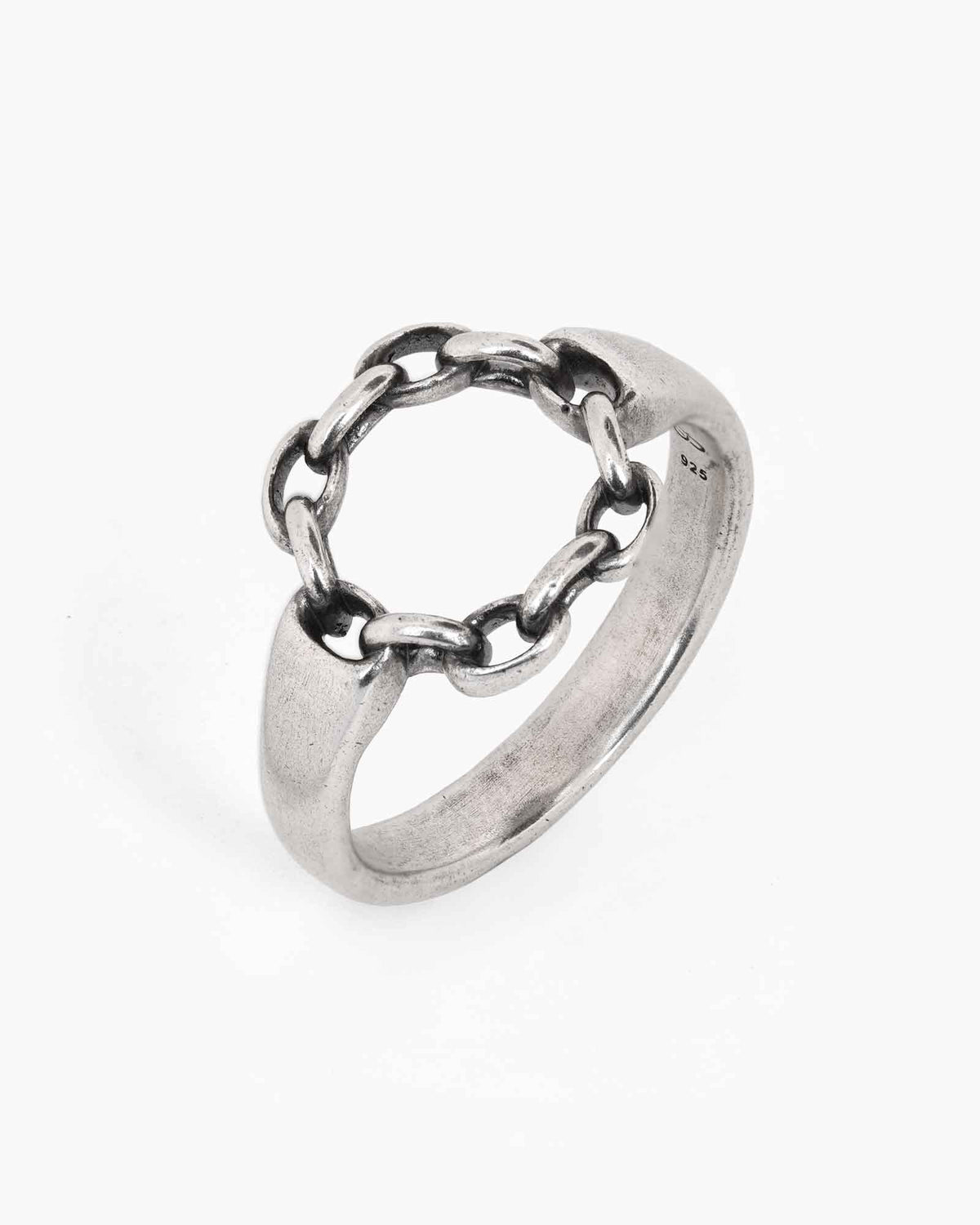Silver Chain Drive ring on a white background