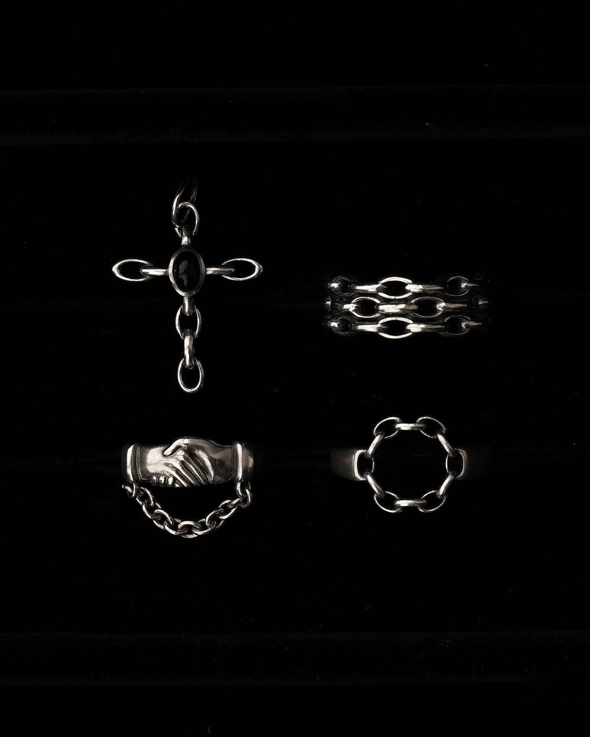 Sterling silver Chain Stack ring with chain band