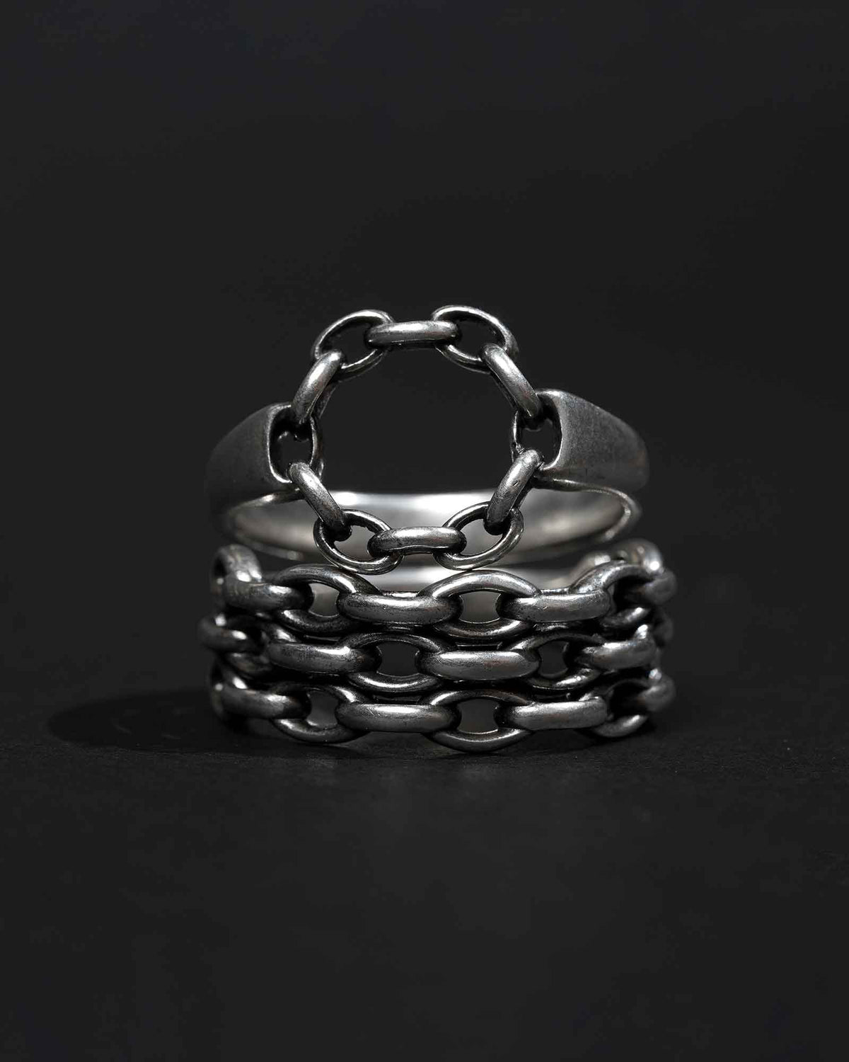 Sterling silver Chain Stack ring with chain band