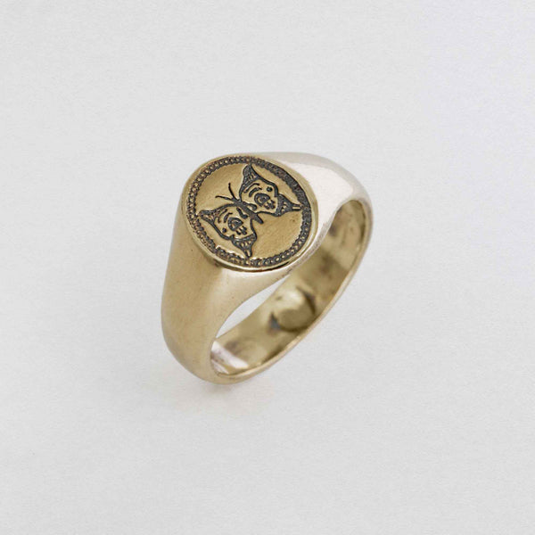 Butterfly Signet Ring In 9CT Gold