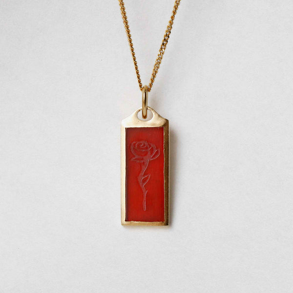 Pendant With Red Stone Carved With A Rose