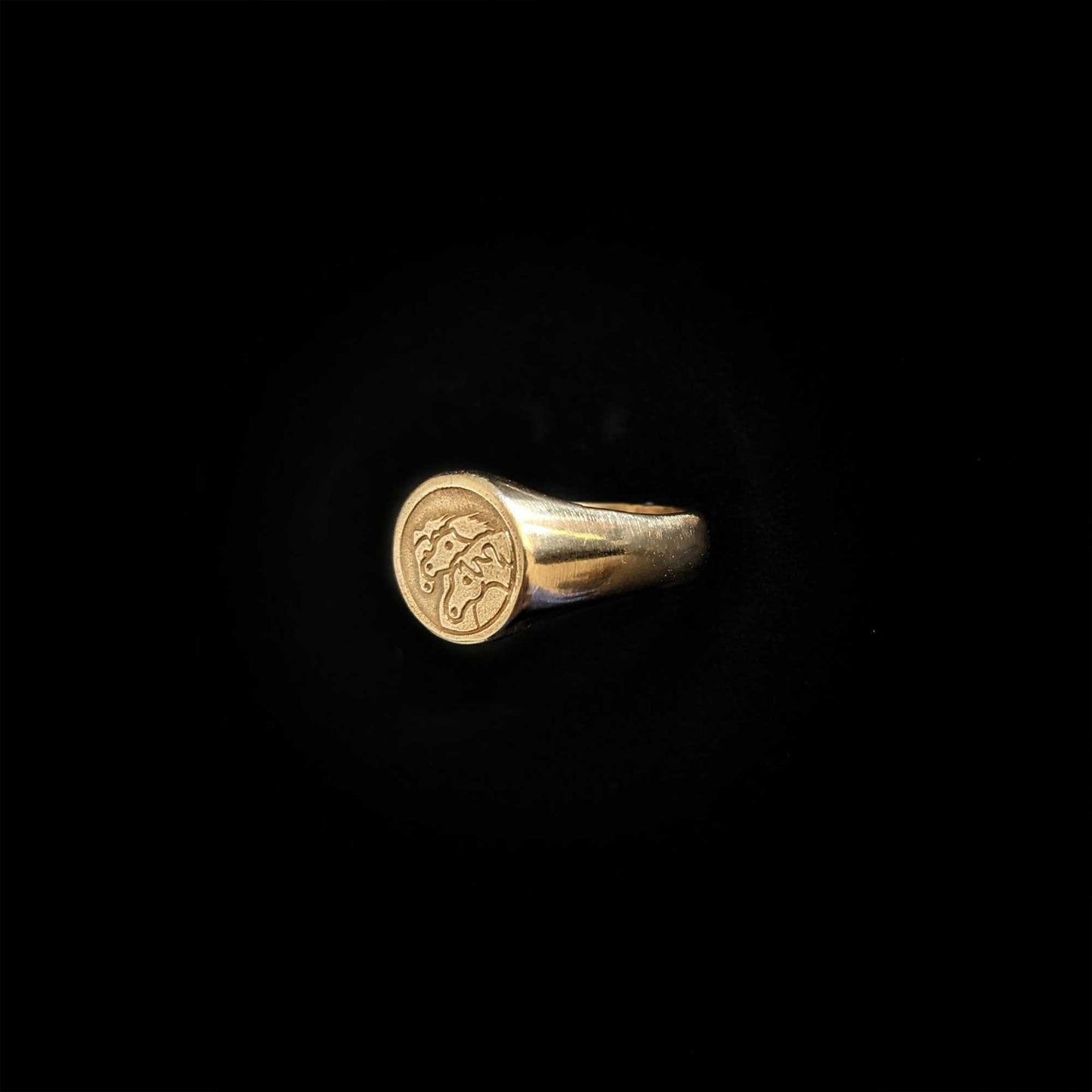 Pharaoh's Horses Signet Ring In 9CT Gold