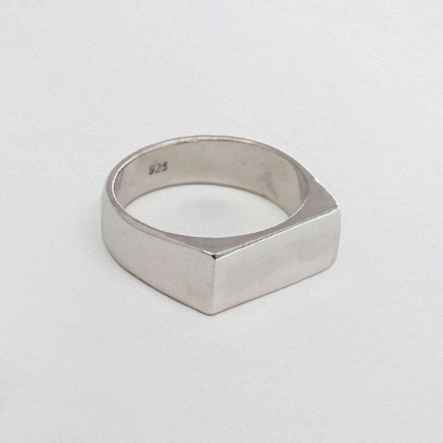 Wide Rectangle Signet Ring In 925 Sterling Silver