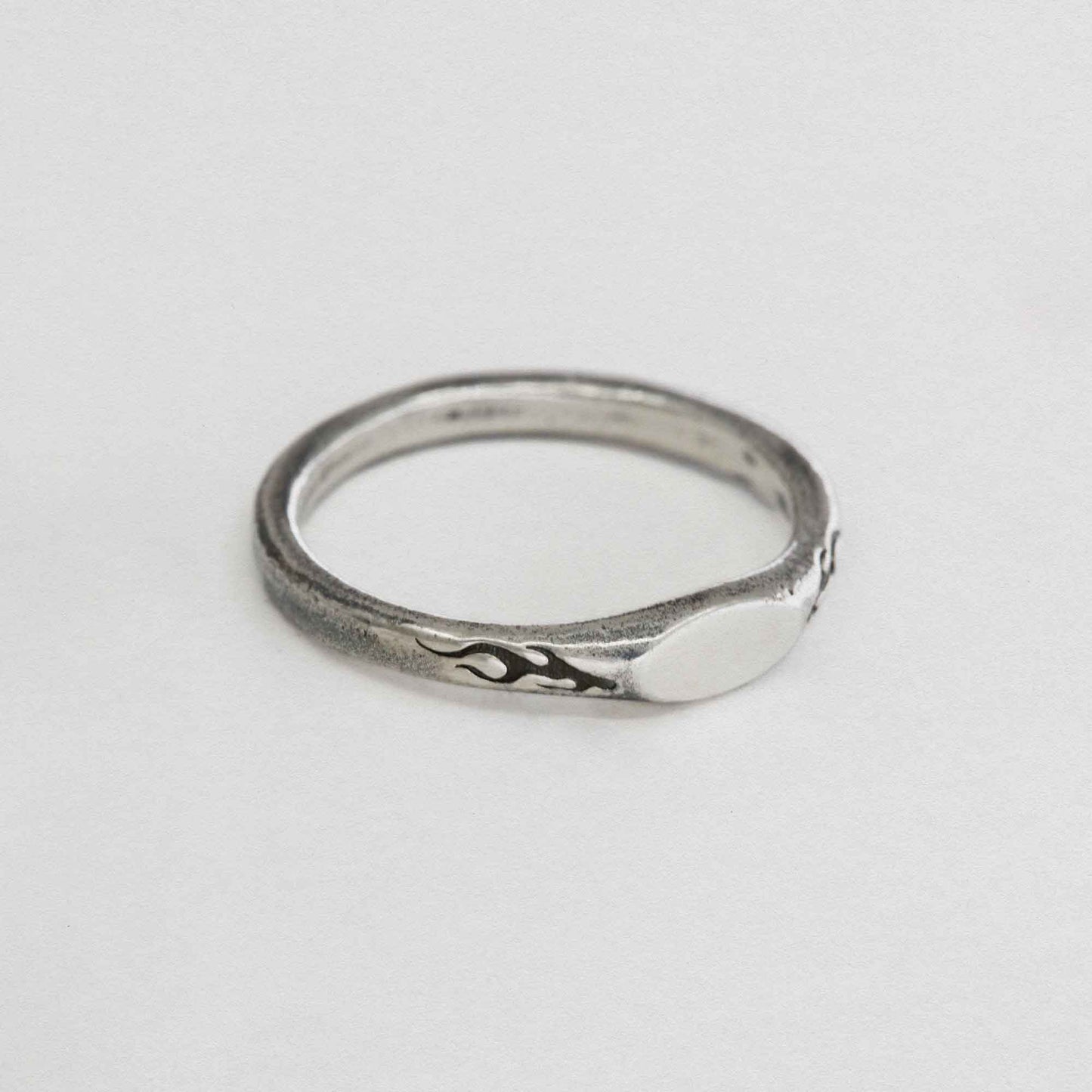 Ring With Flame Engraving In 925 Silver 