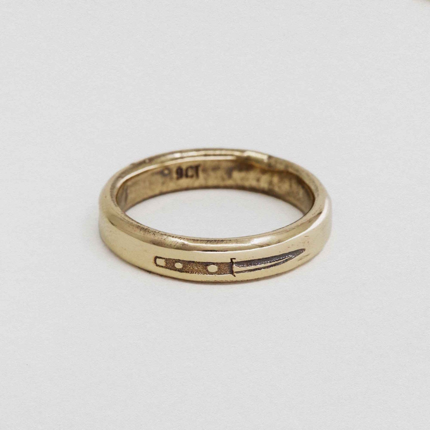 Dagger Engraved On 9ct Gold Ring
