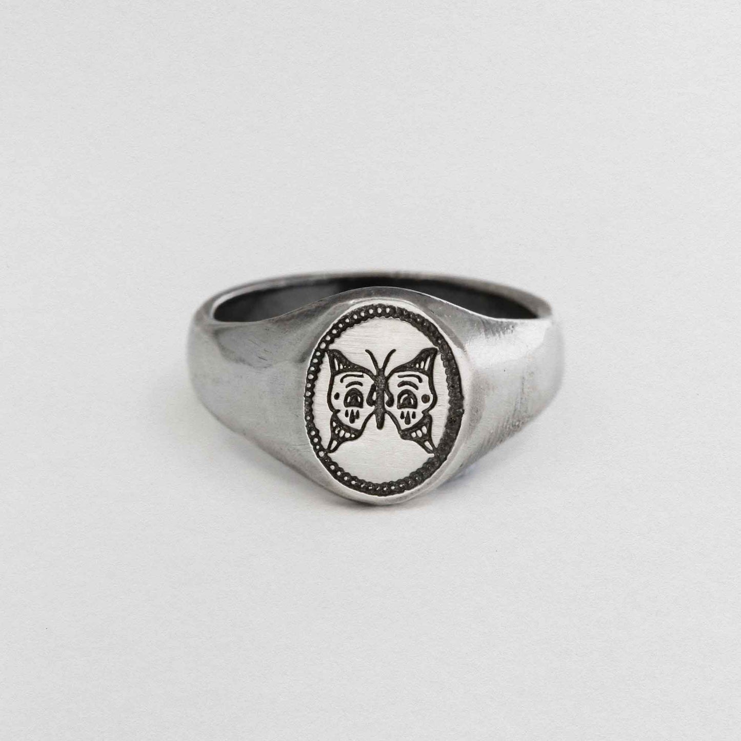 Butterfly Signet Ring In 925 Sterling Silver