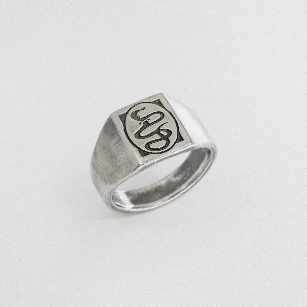 Double Headed Snake Signet Ring In 925 Sterling Silver