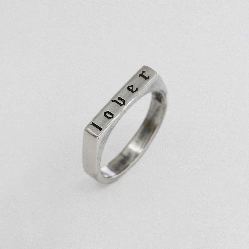 Lover Signet Ring In 925 Sterling Silver