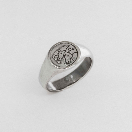 Pharaoh's Horses Signet Ring In 925 Sterling Silver