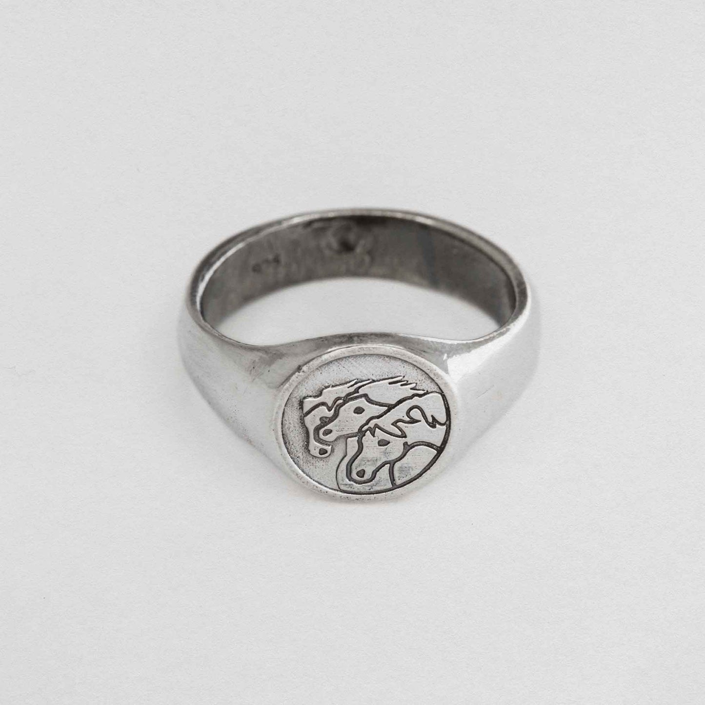 Pharaoh's Horses Signet Ring In 925 Sterling Silver
