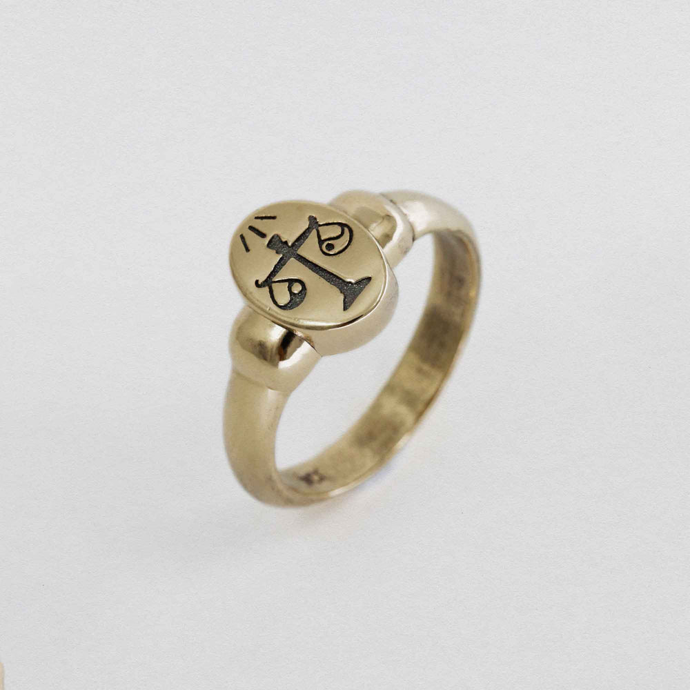 Scales Of Justice Signet Ring In 9CT Gold
